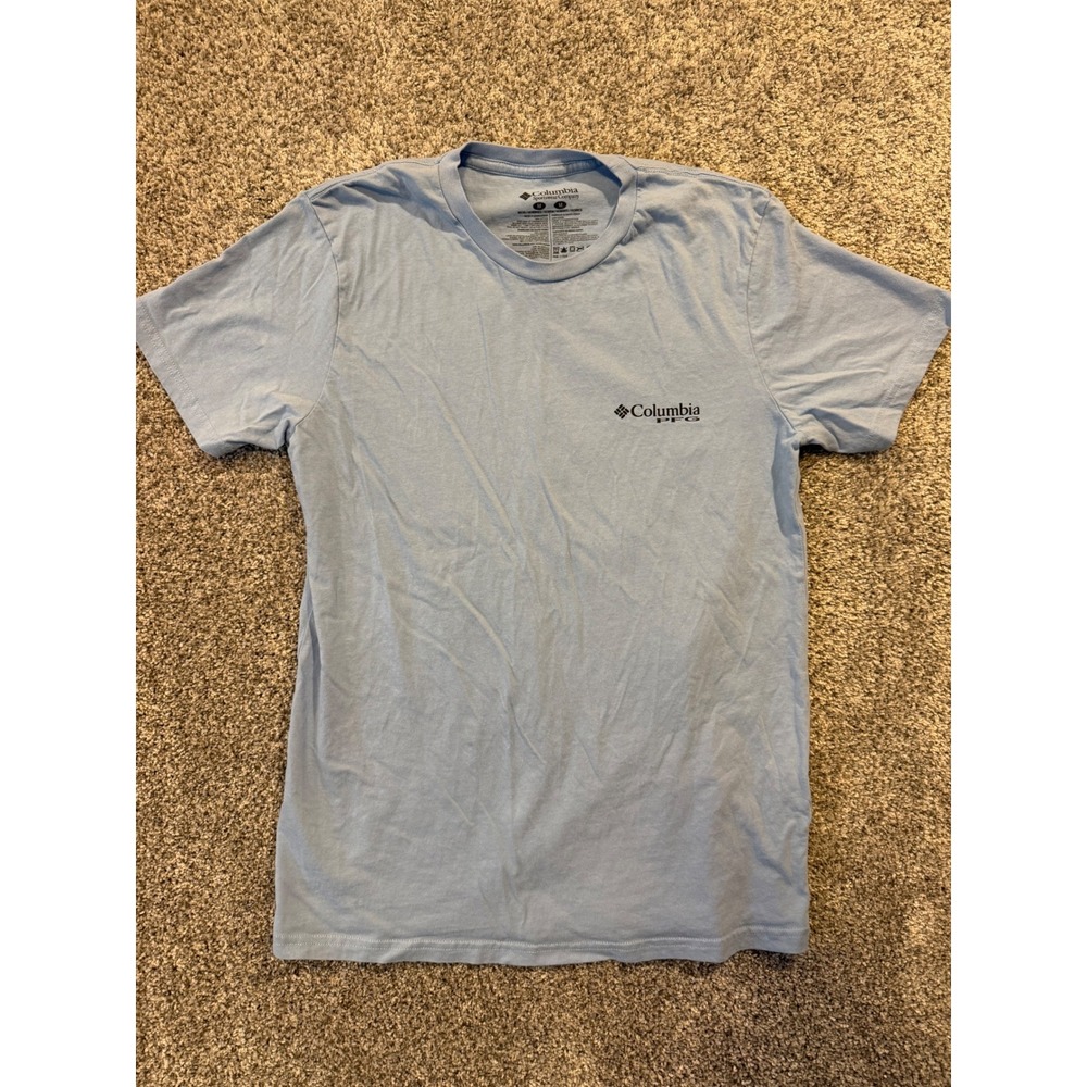 Columbia PFG T-Shirt Men Medium Blue Marlin Graphic Performance Fishing Gear Tee